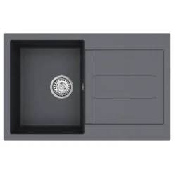Clearwater Vesta 1 Bowl Granite Composite Kitchen Sink with Reversible Drainer - 780 x 500mm
