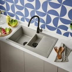 Clearwater Vesta 1.5 Bowl Kitchen Sink with Reversible Drainer - 800 x 500mm
