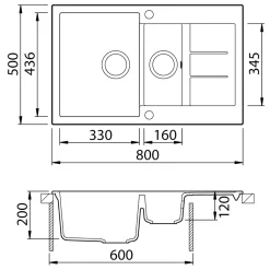 Clearwater Vesta 1.5 Bowl Kitchen Sink with Reversible Drainer - 800 x 500mm