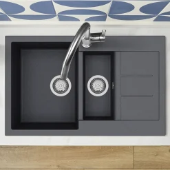 Clearwater Vesta 1.5 Bowl Kitchen Sink with Reversible Drainer - 800 x 500mm