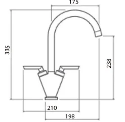 Clearwater Vitro Twin Lever Mono Sink Mixer with Swivel Spout