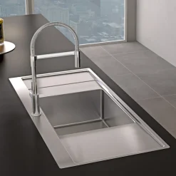 Clearwater Xeron B50 Single Bowl Brushed Stainless Steel Sink with Double Drainer & Waste - 1160 x 520mm