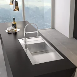Clearwater Xeron B50 Single Bowl Brushed Stainless Steel Sink with Double Drainer & Waste - 1160 x 520mm