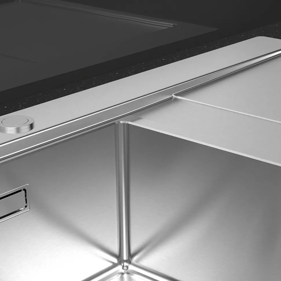 Clearwater Xeron B50 Single Bowl Brushed Stainless Steel Sink with Double Drainer & Waste - 1160 x 520mm