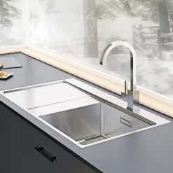 Clearwater Xeron 86 Single Bowl Brushed Stainless Steel Sink & Waste - 860 x 520mm