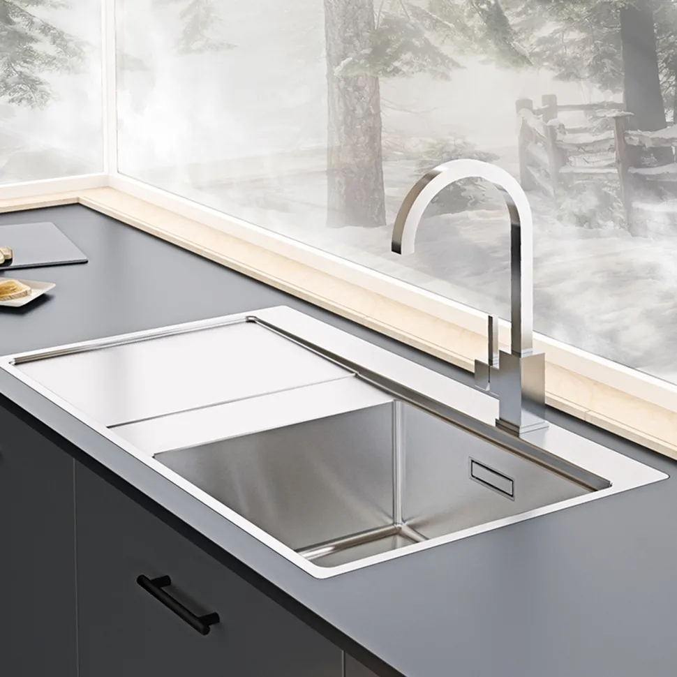 Clearwater Xeron 86 Single Bowl Brushed Stainless Steel Sink & Waste - 860 x 520mm
