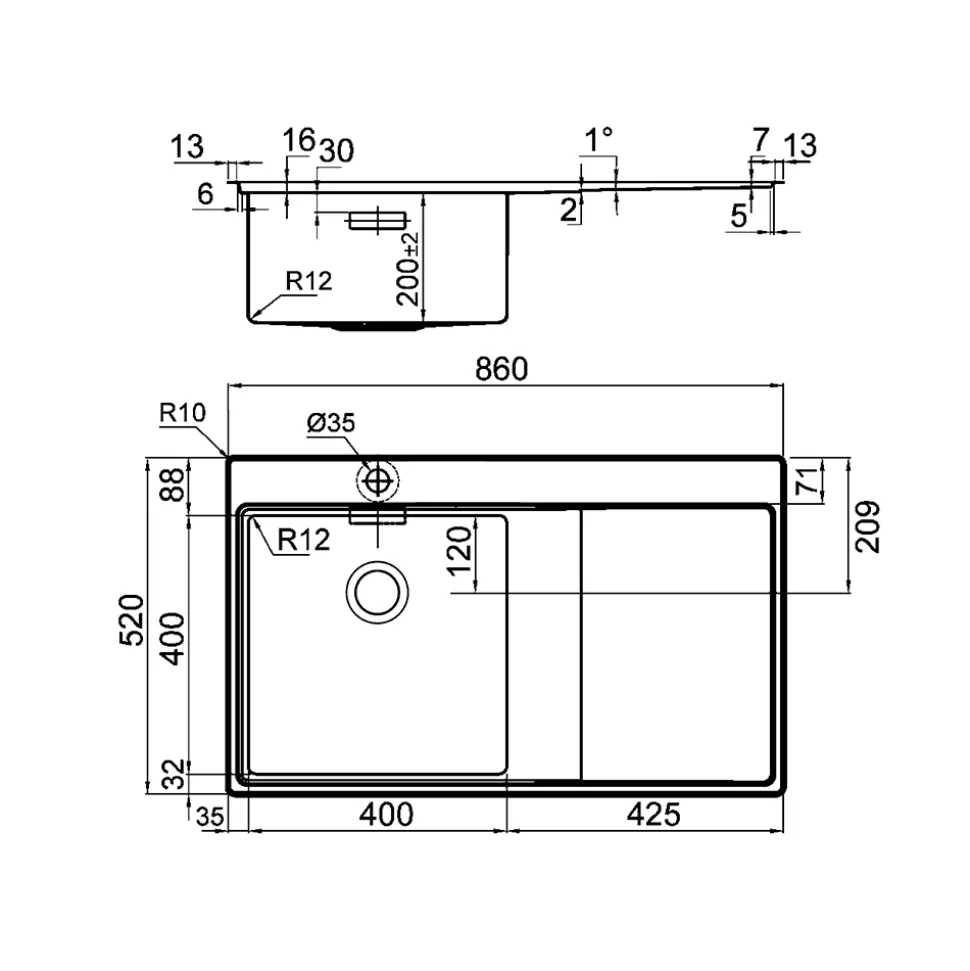 Clearwater Xeron 86 Single Bowl Brushed Stainless Steel Sink & Waste - 860 x 520mm