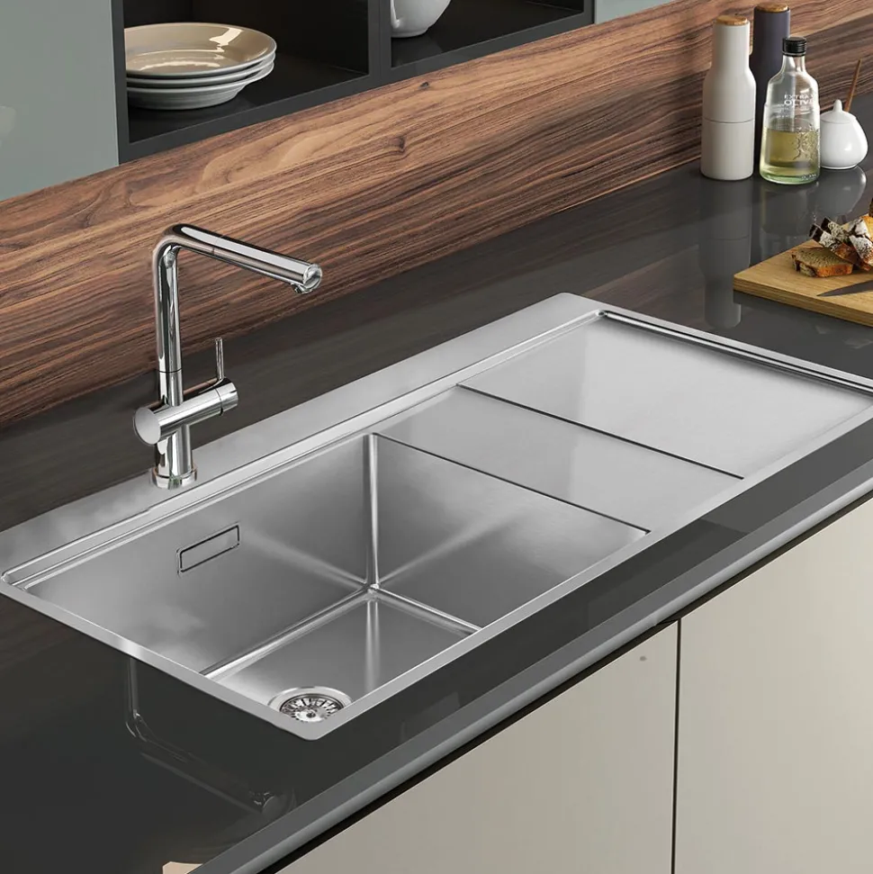 Clearwater Xeron 105 Single Bowl Brushed Stainless Steel Sink & Waste - 1000 x 520mm