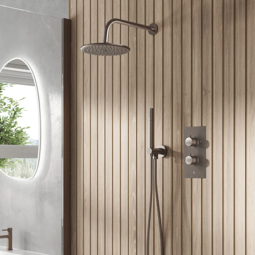 Core Concealed Thermostatic Valve, Fixed Head & Shower Handset Kit