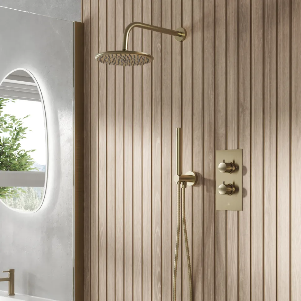 Core Concealed Thermostatic Valve, Fixed Head & Shower Handset Kit