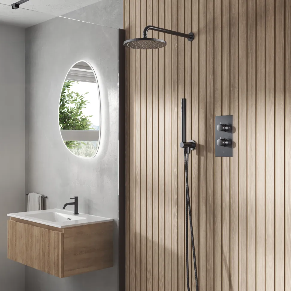 Core Concealed Thermostatic Valve, Fixed Head & Shower Handset Kit