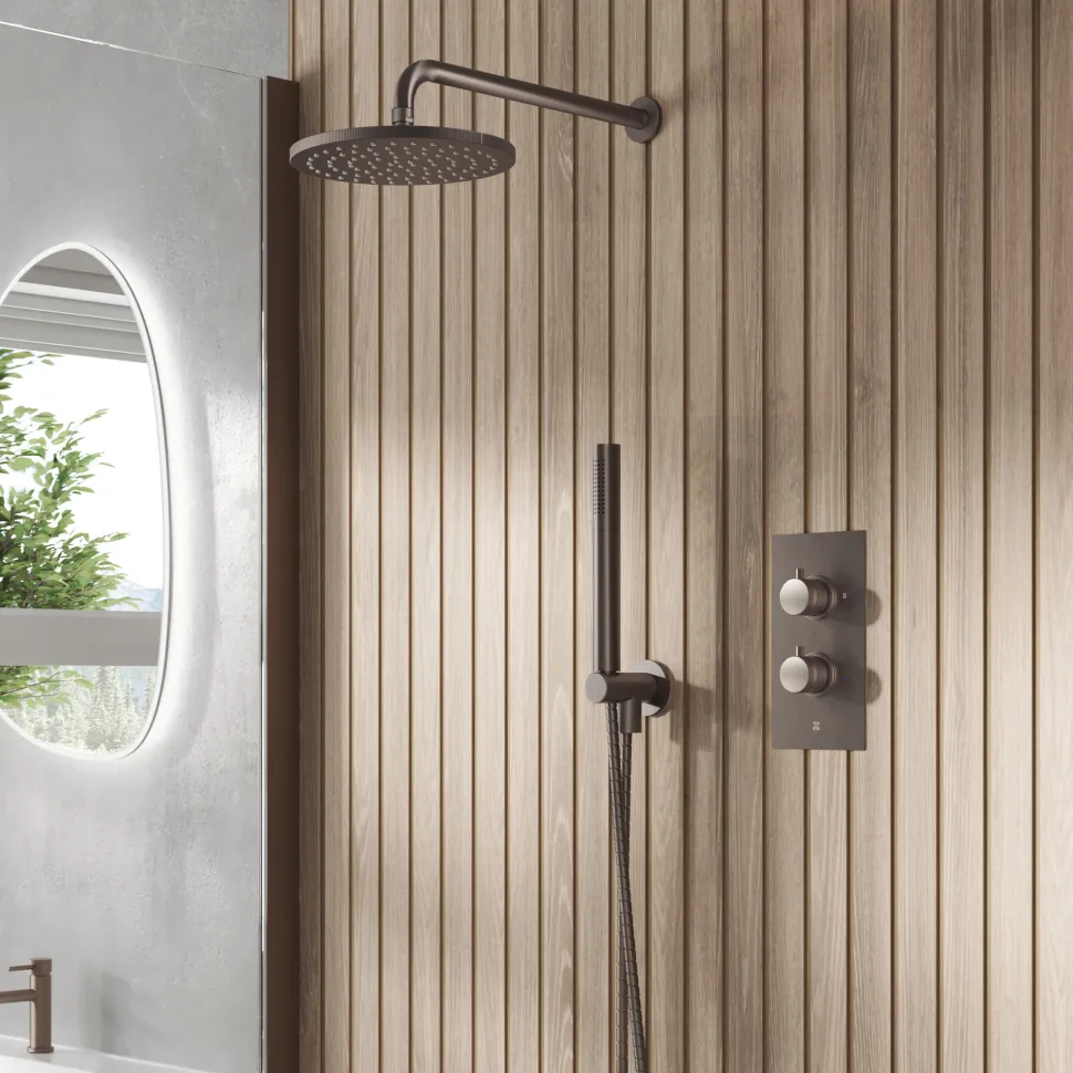 Core Concealed Thermostatic Valve, Fixed Head & Shower Handset Kit