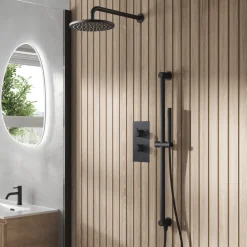 Core Concealed Thermostatic Valve, Fixed Head & Shower Rail Kit