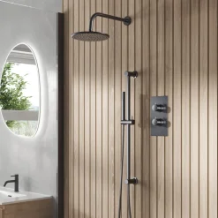 Core Concealed Thermostatic Valve, Fixed Head & Shower Rail Kit