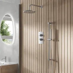 Core Concealed Thermostatic Valve, Fixed Head & Shower Rail Kit