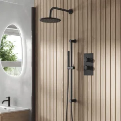 Core Concealed Thermostatic Valve, Fixed Head & Shower Rail Kit
