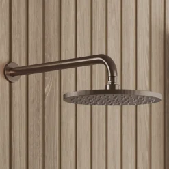 Core Fluted Round Fixed Shower Head with Arm