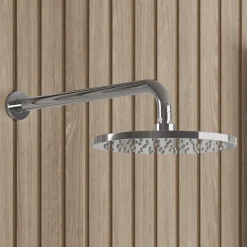 Core Fluted Round Fixed Shower Head with Arm