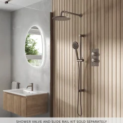 Core Fluted Round Fixed Shower Head with Arm
