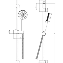 Core Fluted Slide Rail Shower Kit, Shower Handset & Hose