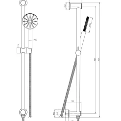 Core Fluted Slide Rail Shower Kit, Shower Handset & Hose with Integrated Elbow