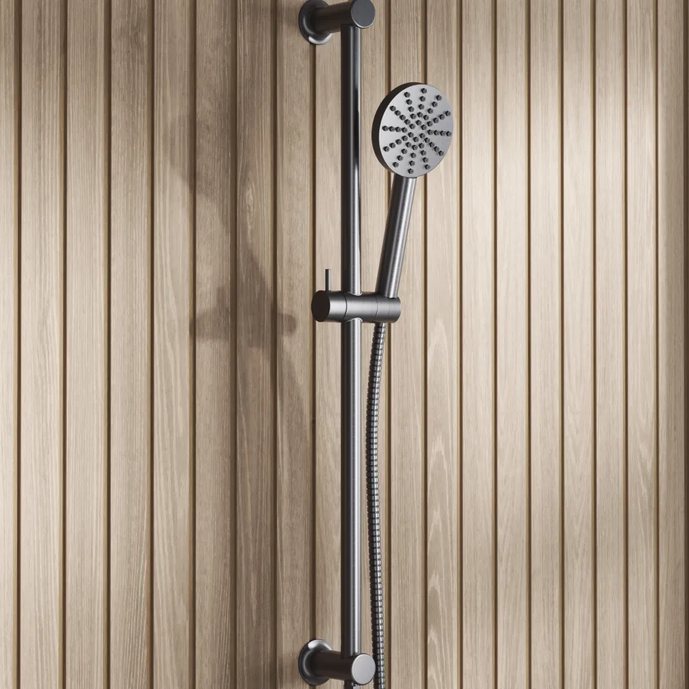 Core Fluted Slide Rail Shower Kit, Shower Handset & Hose with Integrated Elbow