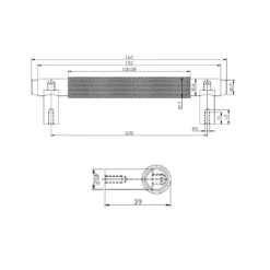 Core Knurled Furniture T-Bar Handle - 128mm Centres