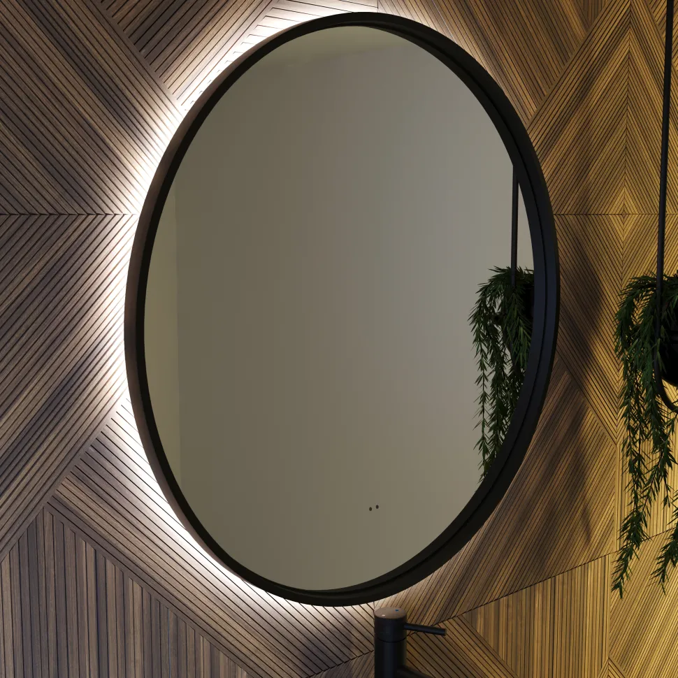 Core LED Illuminated Round Framed Mirror with Demister Pad & Colour Change Lights - 600mm