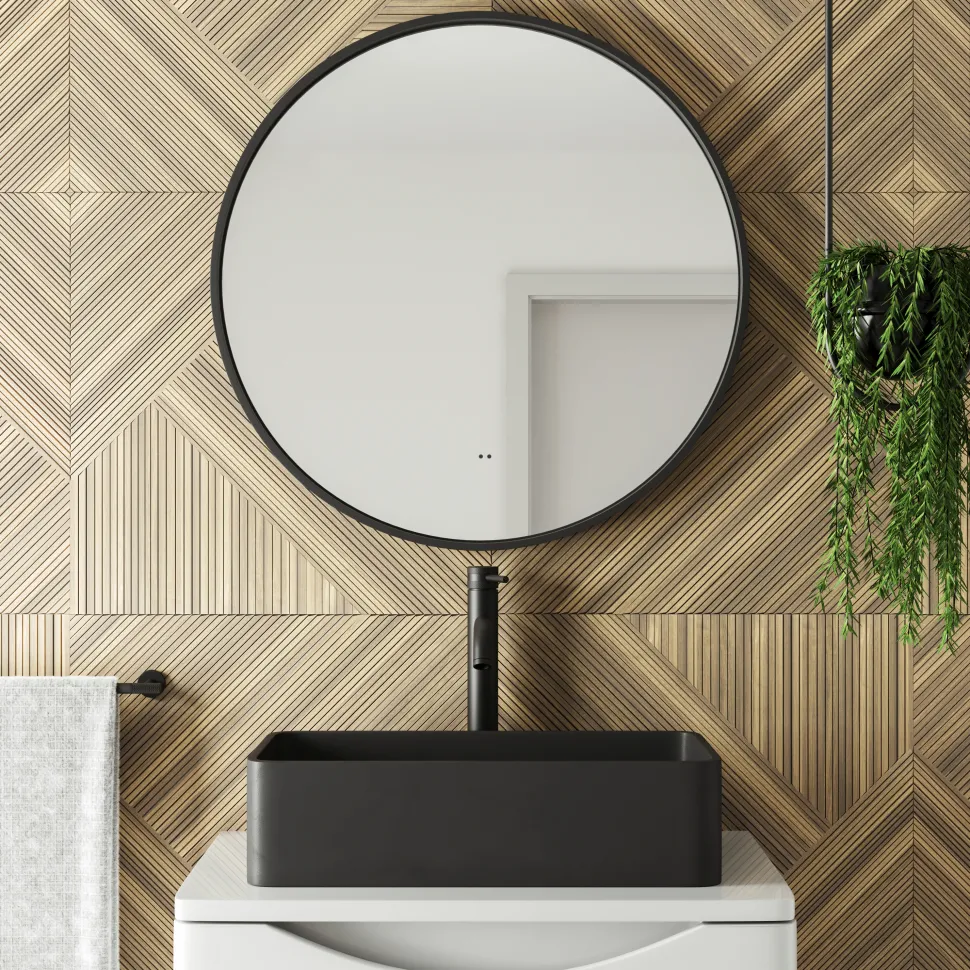 Core LED Illuminated Round Framed Mirror with Demister Pad & Colour Change Lights - 600mm