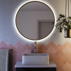Core LED Illuminated Round Framed Mirror with Demister Pad & Colour Change Lights - 600mm