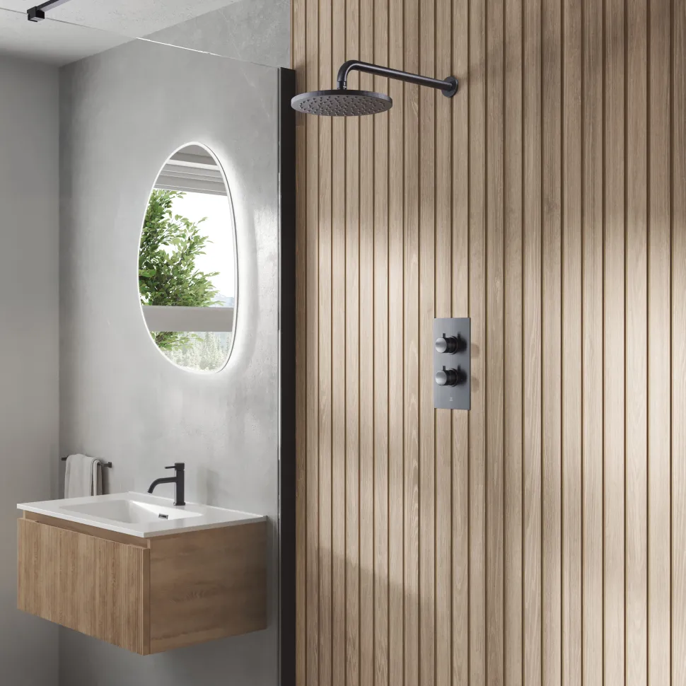 Core 1 Outlet Concealed Shower Valve & Wall Mounted Fixed Shower Head