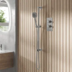 Core 1 Outlet Concealed Shower Valve & Slide Rail Kit with Fluted Handset