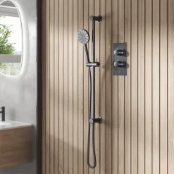 Core 1 Outlet Concealed Shower Valve & Slide Rail Kit with Fluted Handset