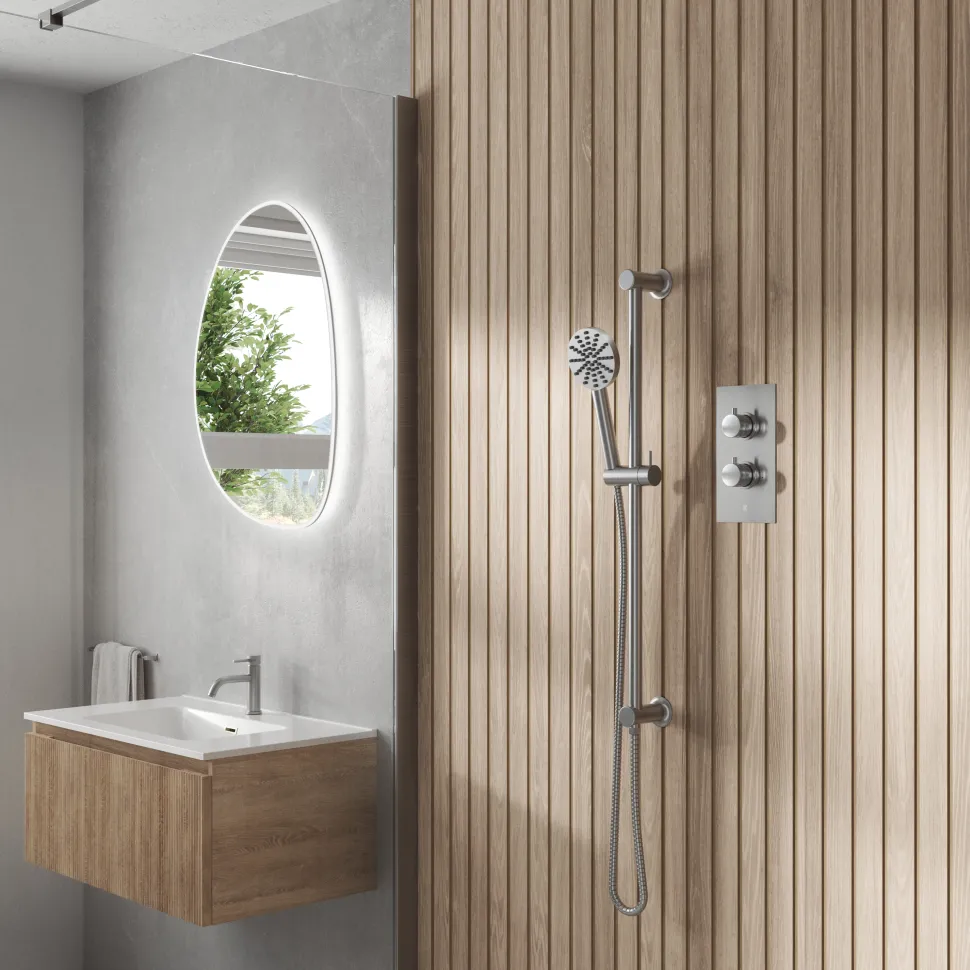 Core 1 Outlet Concealed Shower Valve & Slide Rail Kit with Fluted Handset