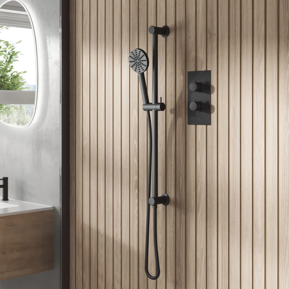 Core 1 Outlet Concealed Shower Valve & Slide Rail Kit with Fluted Handset