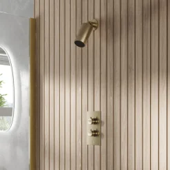 Core 1 Outlet Concealed Shower Valve & Wall Mounted Fluted Spotlight Shower Head