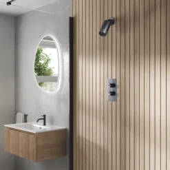 Core 1 Outlet Concealed Shower Valve & Wall Mounted Fluted Spotlight Shower Head