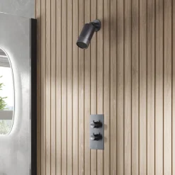 Core 1 Outlet Concealed Shower Valve & Wall Mounted Fluted Spotlight Shower Head
