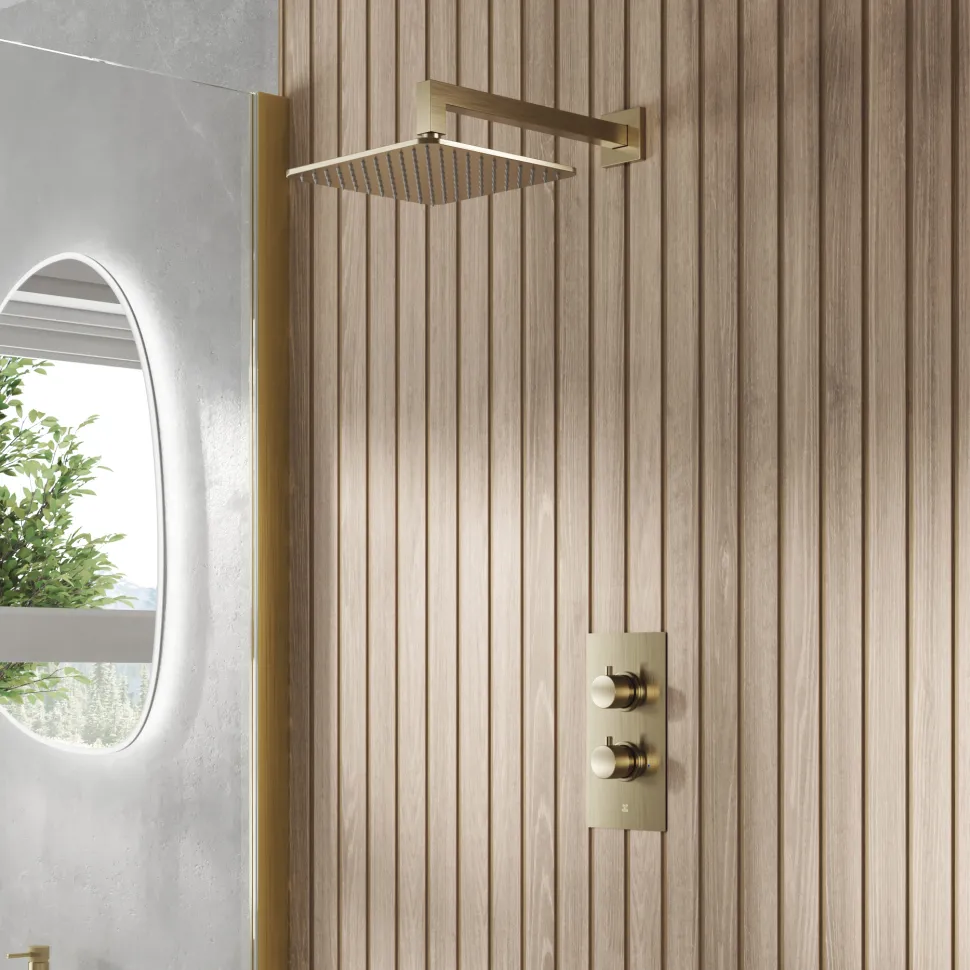 Core 1 Outlet Concealed Valve & Fixed Wall Mounted Square Shower Head