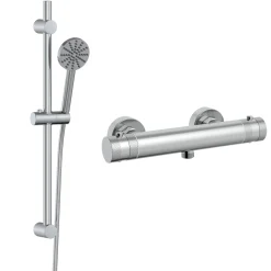 Core 1 Outlet Exposed Thermostatic Bar Valve & Fluted Slide Rail Shower Kit