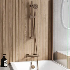 Core 1 Outlet Exposed Thermostatic Bar Valve & Fluted Slide Rail Shower Kit