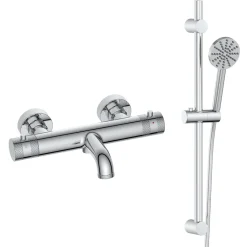 Core 2 Outlet Wall Mounted Bath Shower Mixer with Slide Rail Kit