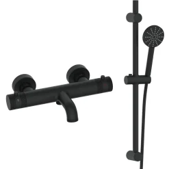 Core 2 Outlet Wall Mounted Bath Shower Mixer with Slide Rail Kit