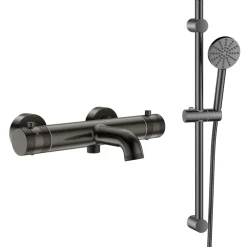 Core 2 Outlet Wall Mounted Bath Shower Mixer with Slide Rail Kit
