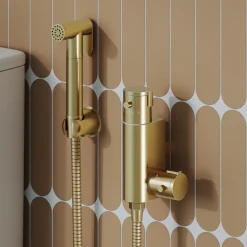 Core Round Douche Kit With Thermostatic Valve - Brushed Brass