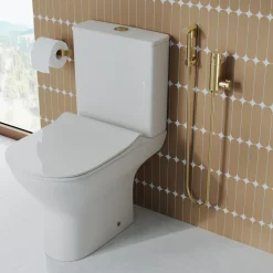 Core Round Douche Kit With Thermostatic Valve - Brushed Brass