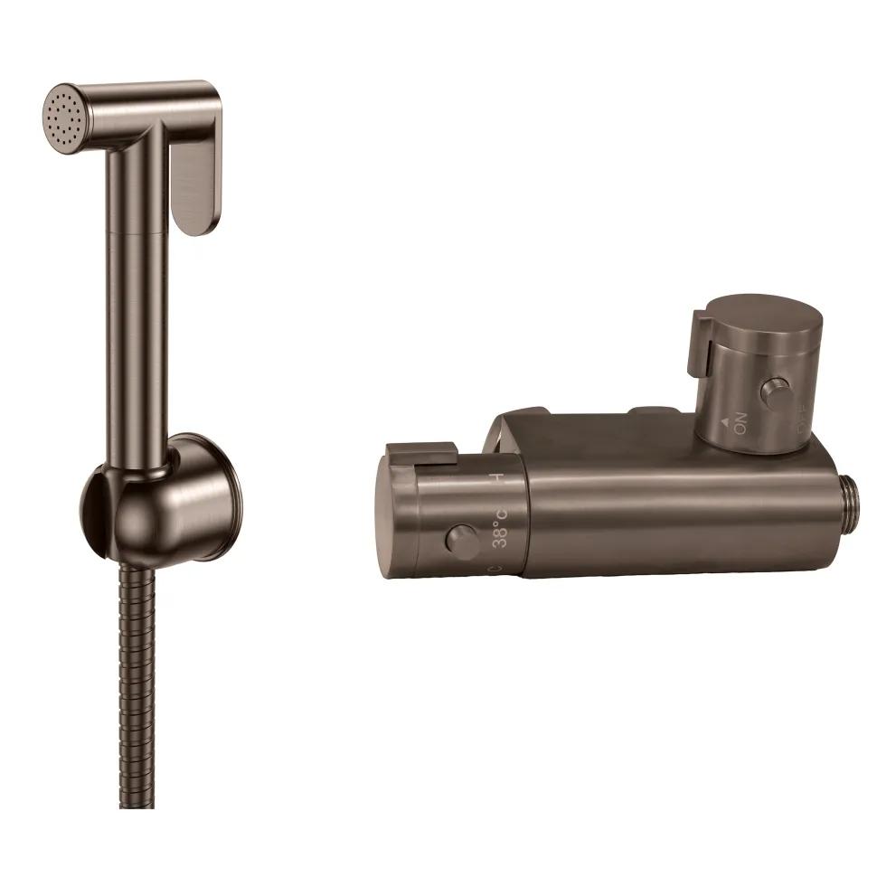 Core Round Douche Kit With Thermostatic Valve - Brushed Bronze