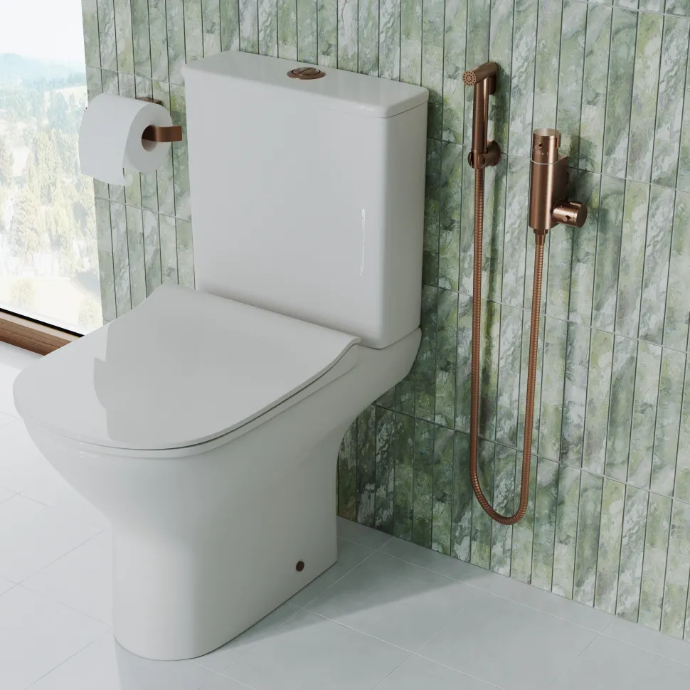 Core Round Douche Kit With Thermostatic Valve - Brushed Bronze