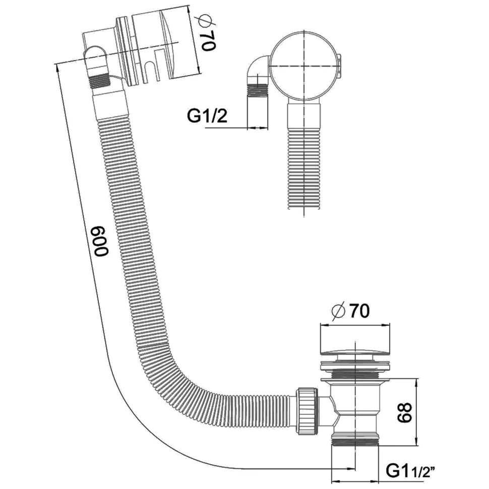 Core Round Overflow Filler & Bath Waste