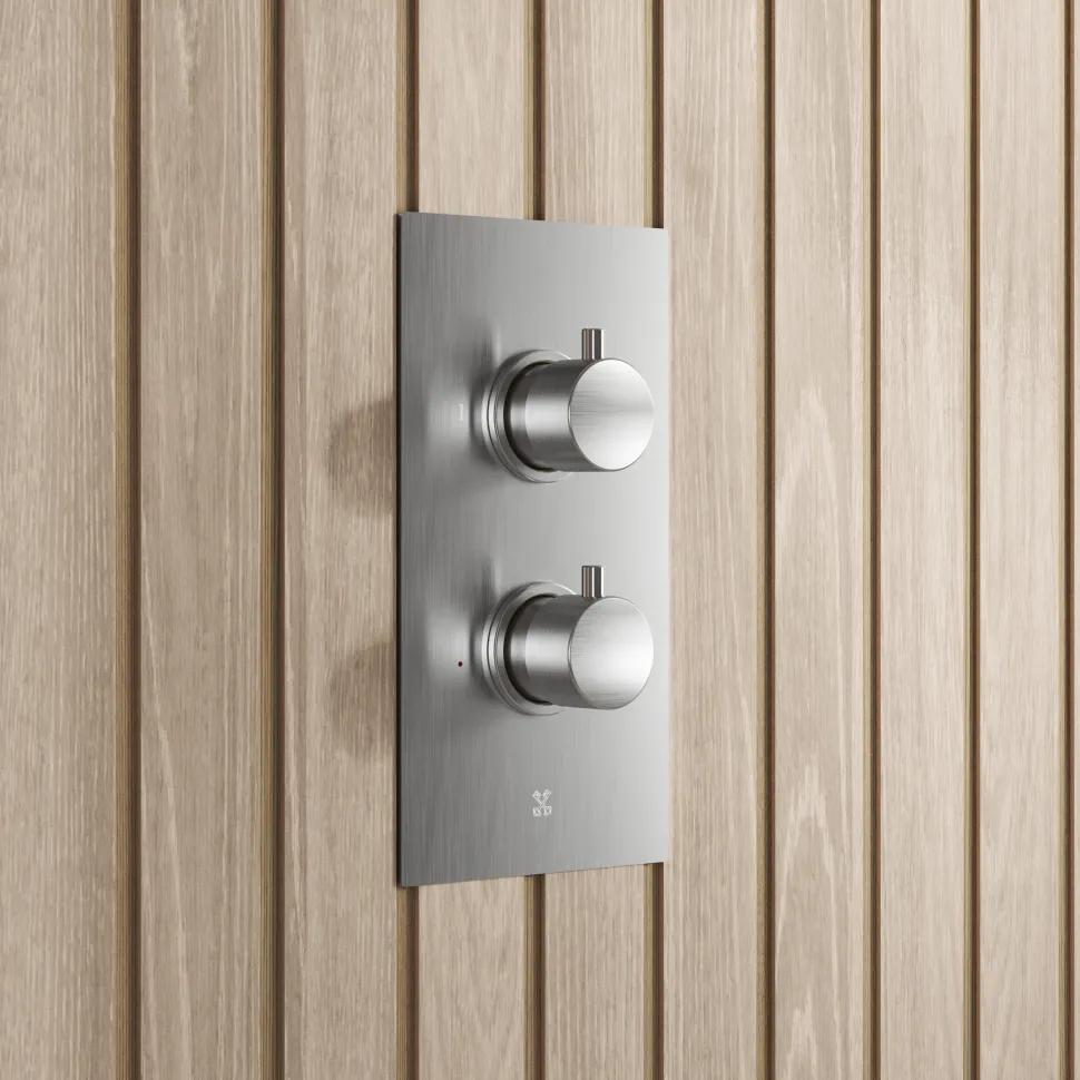 Core Shower Package with 2 Outlet Valve, Fixed Wall Mounted Square Shower Head & Shower Wall Kit